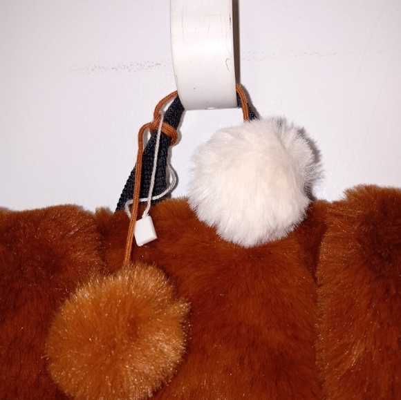 Zara Girls Fluffy Brown floppy ear Bunny lined BackPack w Embroidered Face 12x12 - Picture 5 of 9